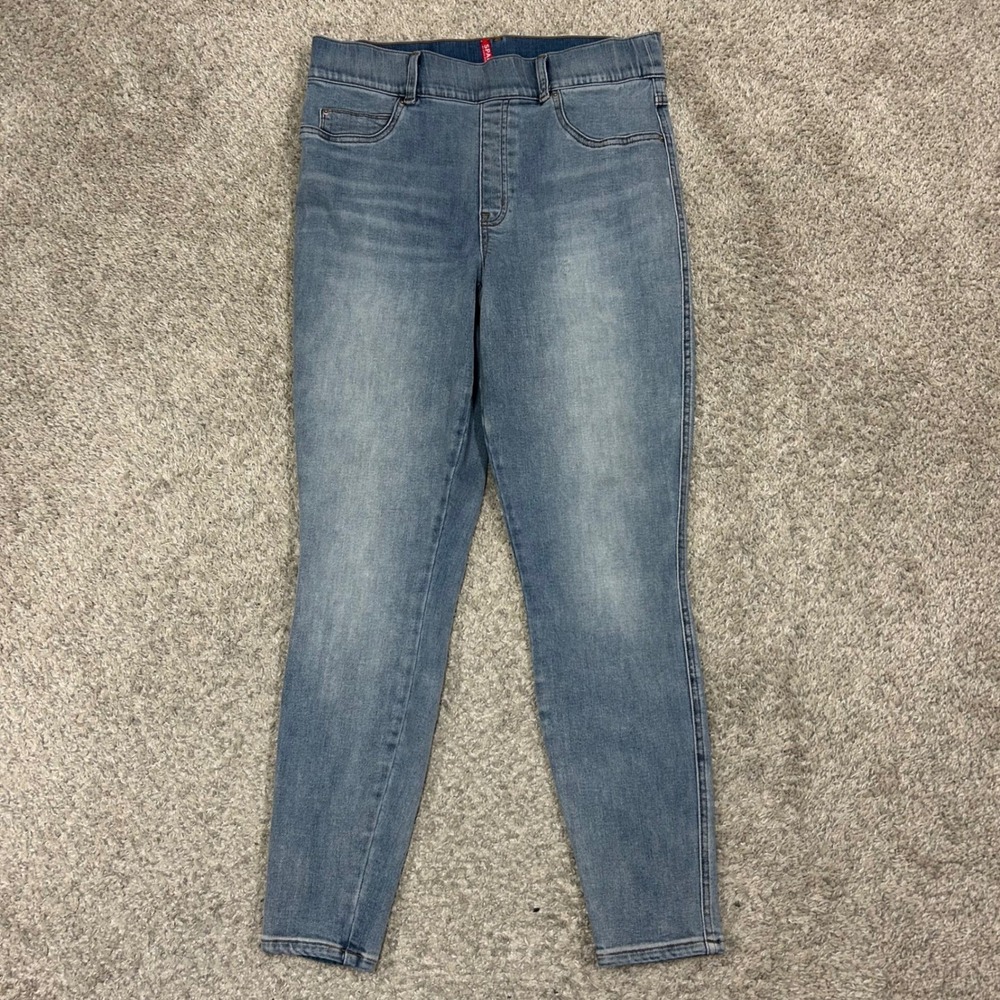 Spanx Light Vintage Wash Ankle Jeans Womens Large 27" Inseam Pull On Stretch
